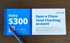 Chase Bank $300 Bonus Checking @ Account Opening Coupon Expires 7/24/2024