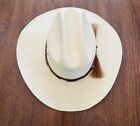 RANGER COWBOY HAT GENUINE SHANTUNG 30X Size 7  3/8 Off White STRAW VINTAGE