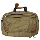 Vintage LL Bean Olive Green Canvas Garment Duffle Travel Bag Leather Trim