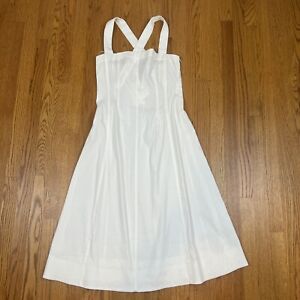 Theory Bustier Linen Blend Midi Sun Dress White Size 10 Sleeveless Straps