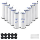 10pcs  Sublimation Blank White Skinny Tumbler Stainless Steel Insulated Cup