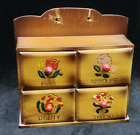 Vintage Wood Wooden 4 Drawer Sewing Cabinet Box Hand painted Flowers Estate Find