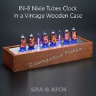 IN-8 Nixie Tubes Clock Vintage Wooden Case 12/24H SlotMachine [WITH SOCKETS]
