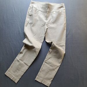 ANNE KLEIN Women Ivory Dress Pants Size 10 Elastic Waist Stretch Slim Fit