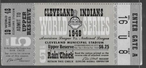 New Listing1948 World Series Game 5 Ticket Stub Satchel Paige WS Debut/Only WS Game - Nice
