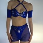 Fitness Bikini Competition Suit Bedazzled Top Size 32C, Bottom Size M