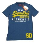 Superdry Men's Blue Black Grit Vintage Authentic Duo Graphic Crew-Neck T-Shirt