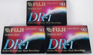 New ListingFuji DR-I 90 Minute Blank Audio Cassette Tapes Lot of 3 Normal Bias New/Sealed