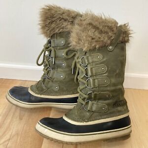 Sorel Women's Joan of Artic Green Winter Snow Boots Size 9