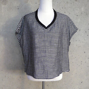 ELEMENTE CLEMENTE striped shirt / top, black & silver, lagenlook, size 0 or US M