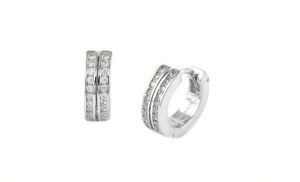 925 Solid Sterling Silver CZ Huggie Hoop Small Earrings For Men & Women - Gift