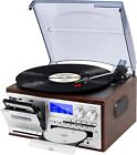 New ListingMUSITREND Record Player 9 in 1 3-Speed Bluetooth Vinyl Turntable CD USB/SD RCA