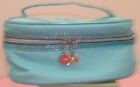 New Lancome Blue with Blue Shiny Trim Make-Up Cosmetic Bag Train Case Top Handle