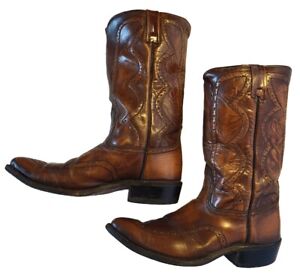 Vtg Acme Thick Leather Fancy Brown Cowboy Western Boots Men's Sz 11D 0169 USA