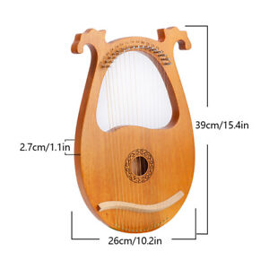 New ListingVintage 16-String Lyre Harp Set Mahogany Body String Instrument for Beginners