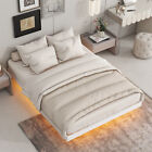 Full/Queen/King Size Floating Bed Frame w/ LED Light Wooden Platform Bed Frame