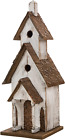 Rustic Tall Church Hand Painted Wood White Extra-Large Birdhouse 23.62