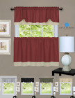 Shabby Farmhouse Flax Linen Kitchen Curtain Tier & Valance Set - Assorted Colors