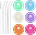 New Listing6 Pack Acrylic Lids and Glass Straws with Straw Brush Fit for 16oz Glass Cups...