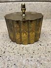 Vintage Brass Trinket Box with Hinged Lid,  From India with Etchings