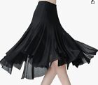 NEW Elegant Ballroom Dance Mesh Skirt 360 Degree Black One Size Fits Most