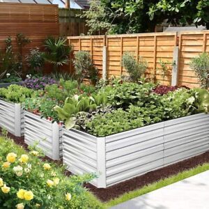 Garden Bed Large Galvanized Raised Planter Box Outdoor for Flowers Vegetables