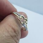 Authentic 10K Yellow Gold Three Hearts Promise Ring with CZ Women Size 5 to 9