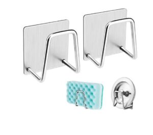 4 Pcs Stainless Steel Adhesive Sponge Holder -Kitchen Sink Caddy for Accessories