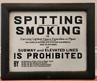 NYC Subway No Smoking Porcelain Sign MTA Transit NYCT Spitting Prohibited