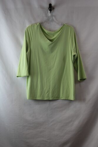 Chico's Women's Light Green 3/4 Sleeve V Neck Shirt SZ 2