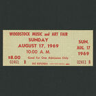 Original WOODSTOCK MUSIC & ART FAIR Concert Ticket Sunday August 17, 1969 02461B