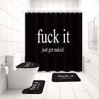 ArtSocket 4 Pcs Shower Curtain Set Quotes Just Get Naked Black and White with No