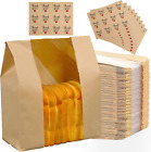 120 Counts Paper Bread Loaf Bags, 12 X 8.3 X 4 Inch Bakery Bags with Front Windo