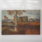 New Listing1943 Vintage Original Oil Painting on Canvas Farm Scene 35.5 x 22.5 Inches