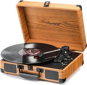 Asmuse Vinyl Record Player Bluetooth 3 Speed Turntable with 2 Built-in Speakers