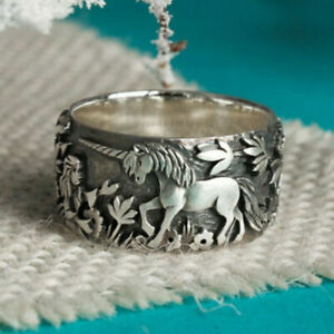 Elegant 925 Sterling Silver Fashion Jewelry Charms Unicorn Rabbit Ring Size 10