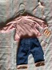 NWT Lee Middleton Doll Clothes Flower Embroidered Shirt Denim Pants Bow