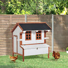 Chicken Coop Hen Cage Poultry Hutch Nesting Box Roof Wooden Large House Door