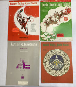 Christmas Sheet Music lot of 4 Rudolph Santa Coming To Town White Christmas