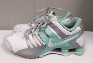 Nike Shox Current Running Shoes Sneakers 639657-109 White Teal Silver Size 9