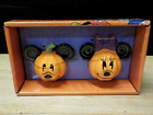 MICKEY AND MINNIE MOUSE CERAMIC JACK O LANTERN SALT AND PEPPER SHAKERS  NEW