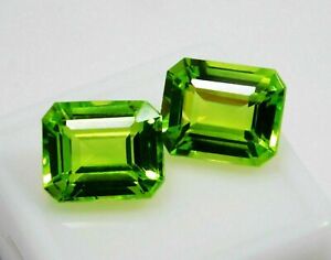 Natural CERTIFIED Emerald Cut 15 Ct Earring's Green Peridot Loose Gemstone