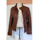 Gap aged lamb leather jacket womens size meduim brown button up