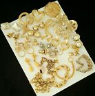 Huge All Signed Vintage Mod Gold Toned Mixed Jewelry Lot Earrings Pins Monet