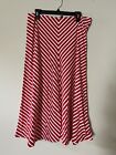 American Living Red White Striped Chevron Maxi Skirt Long Size L Stretch Knit