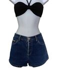 Vintage 90s Y2K Jean Short Shorts Hot Pants Blue Asphalt Mid Rise Dark Wash XS