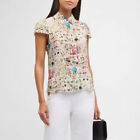 Alice + Olivia Collar T-shirt Top Floral Short Sleeve Top for Ladies