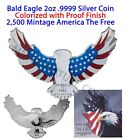Colorized Bald Eagle America the Free 2 oz .9999 Fine Silver Coin PAMP Suisse