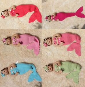 Crochet Baby Mermaid Tail Outfit Set Newborn Baby Photo Prop Baby Shower Gift