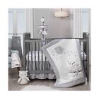 Lambs & Ivy Luna White/Gray Celestial Owl 4-Piece Nursery Baby Crib Bedding S...